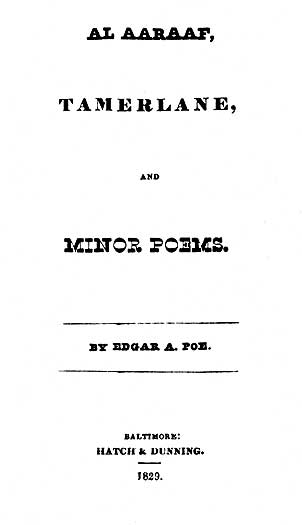  Al Aaraaf, Tamerlane and Minor Poems (1829) - title page
