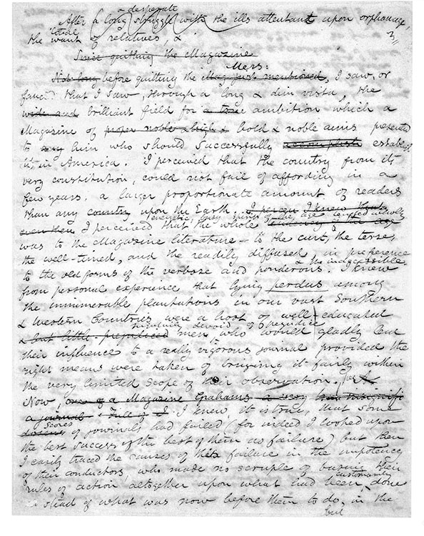 MS of a letter from Poe to Charles Anthon, before November 2, 1844