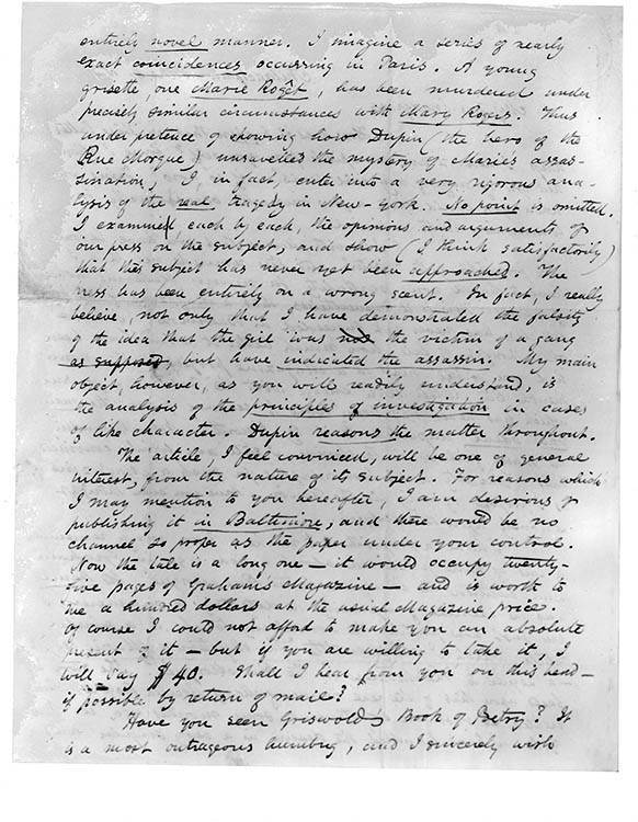 MS of a letter from Poe to Joseph E. Snodgrass, June 4, 1842