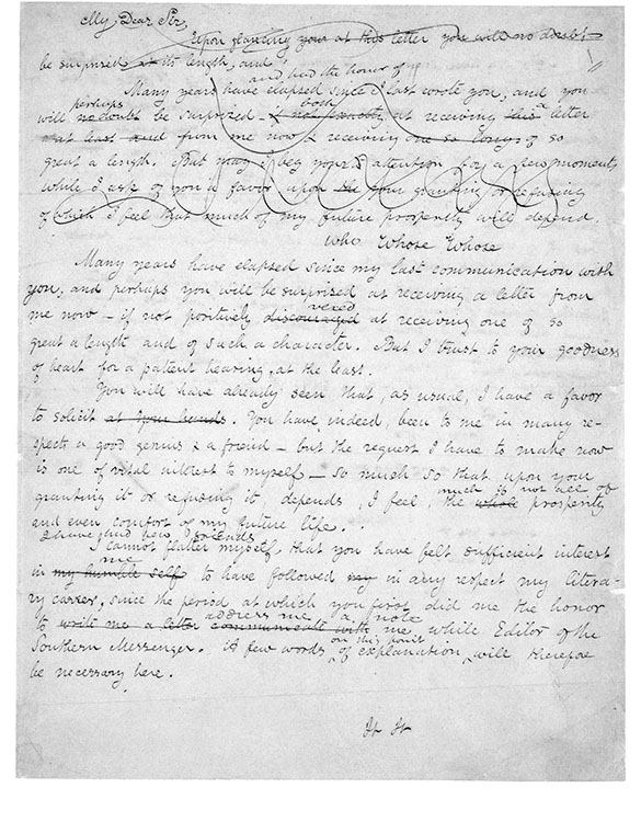 MS of a letter from Poe to Charles Anthon, before November 2, 1844