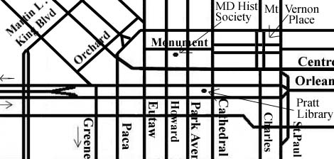 Map showing location of the Maryland Historical Society