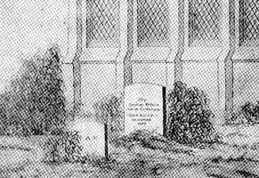Drawing by C. H. Dimmock of Poe's lost tombstone