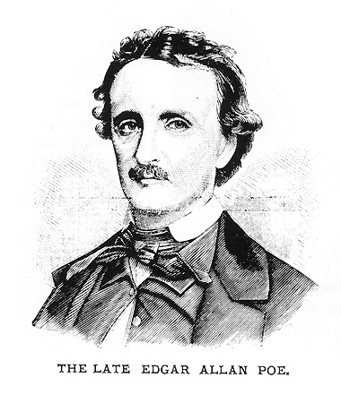 Woodcut engraving of Poe
