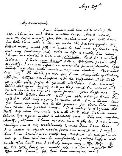 Letter from Poe to Mrs. Clemm (page 1)