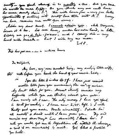 Letter from Poe to Mrs. Clemm and Virginia (page 3)