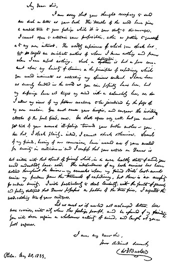 Letter from W. E. Burton to E. A. Poe