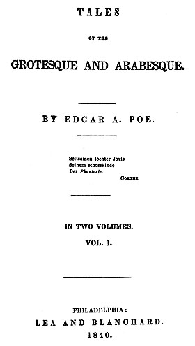 Title page of Tales of the Grotesque and Arabesque (1840)