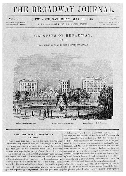 First apge of the Broadway Journal, May 10, 1845