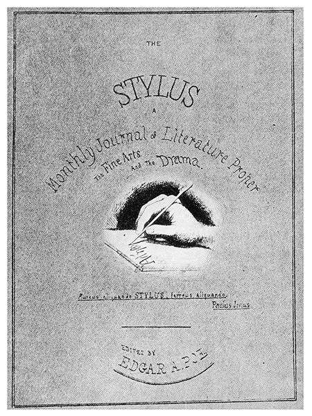The title page of The Stylus, sent by Edgar Allan Poe to Edward H. N. Patterson on May 23, 1849